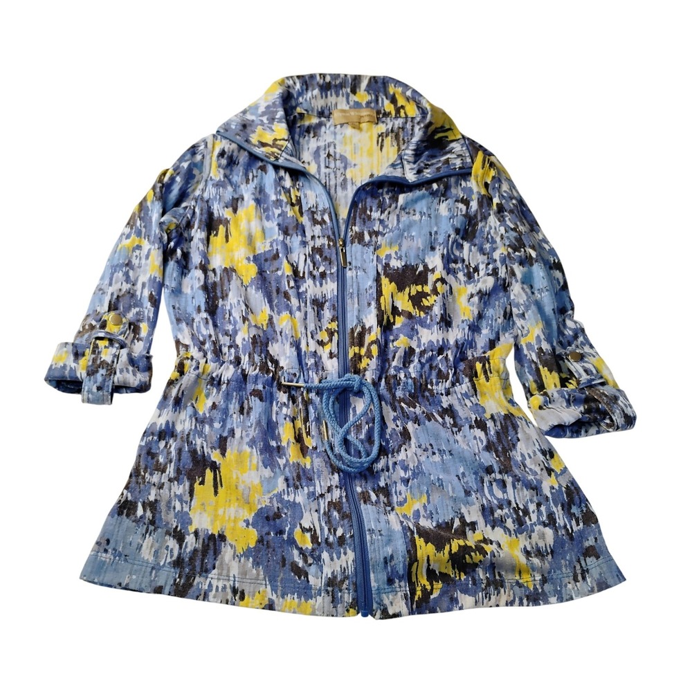 Allyson Whitmore Petite‎ Abstract Print Zip Up Drawstring Jacket Women